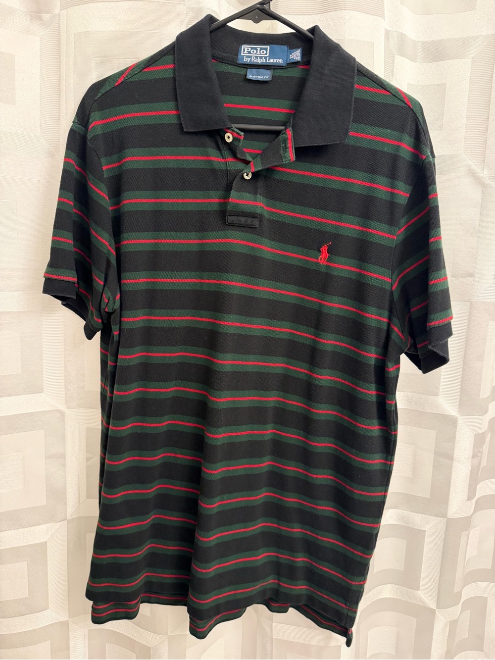 Polo Ralph Lauren custom fit striped shirt back green red XL